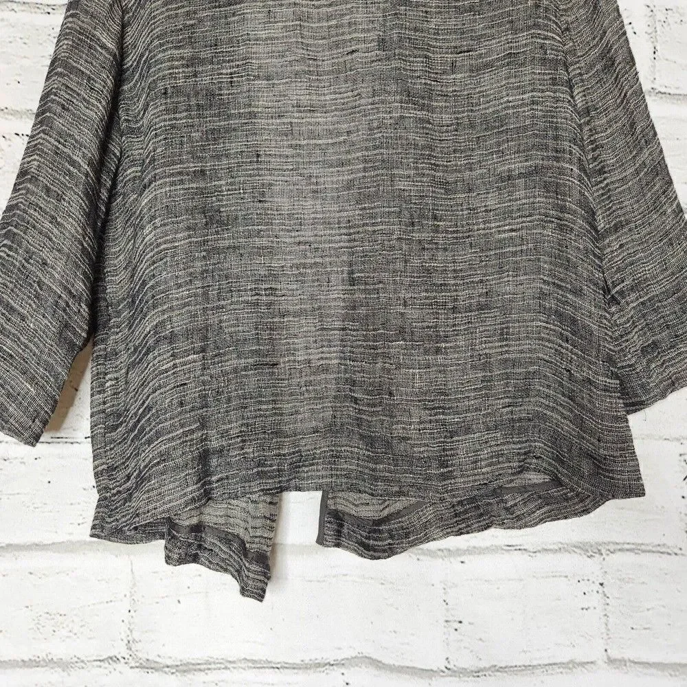 Eileen Fisher Womens Small Organic Linen Gray Lightweight Cardigan Lagenlook